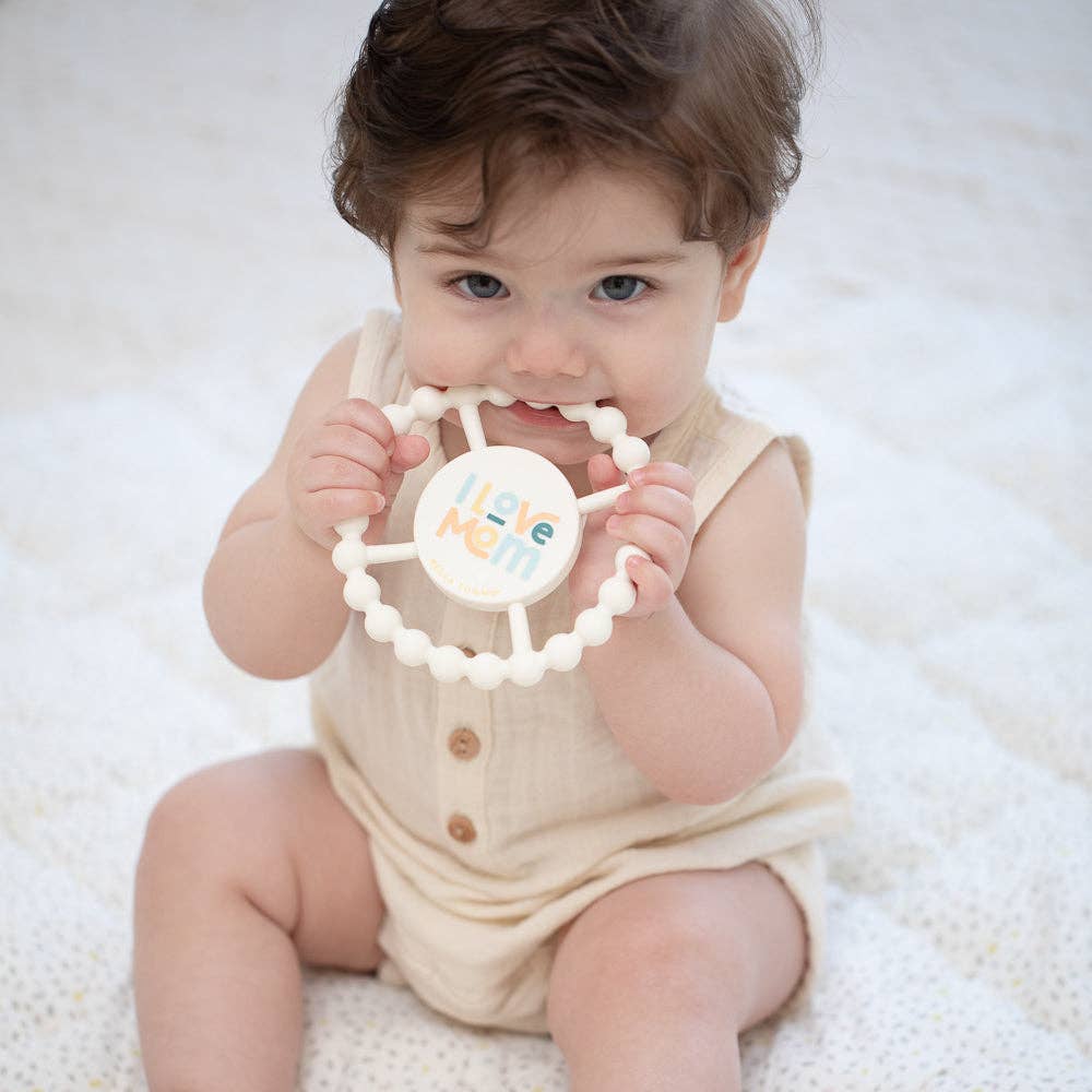 I Love Mom Happy Teether: Off White