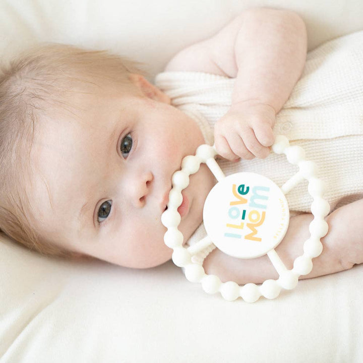 I Love Mom Happy Teether: Off White