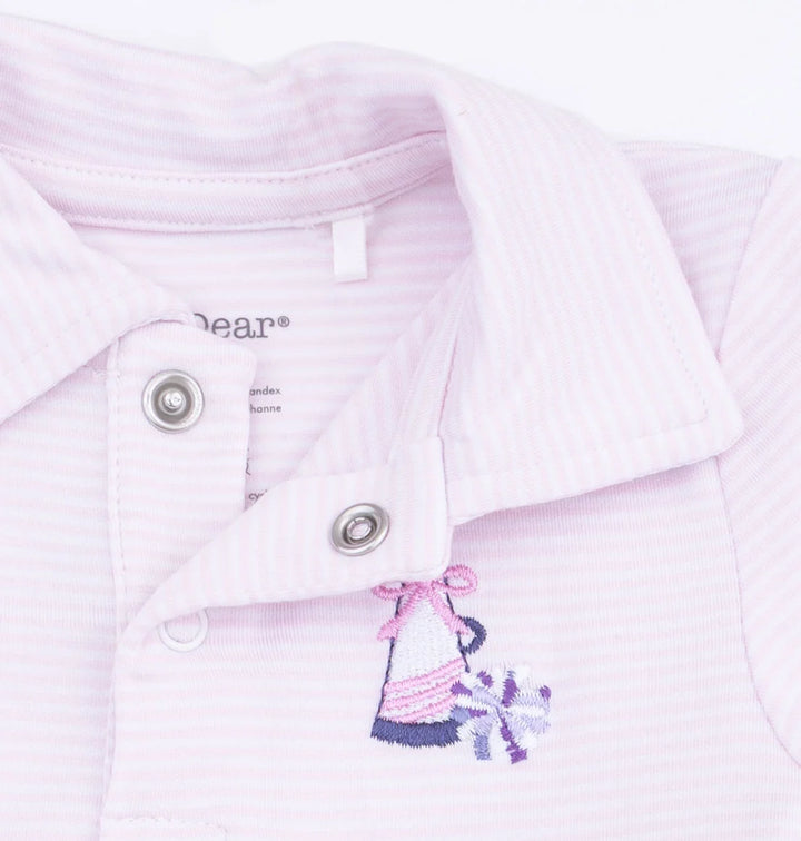 Cheer Pink Micro Stripe - Long Sleeve Tennis Bodysuit Dress