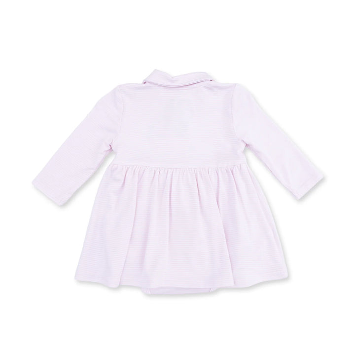 Cheer Pink Micro Stripe - Long Sleeve Tennis Bodysuit Dress