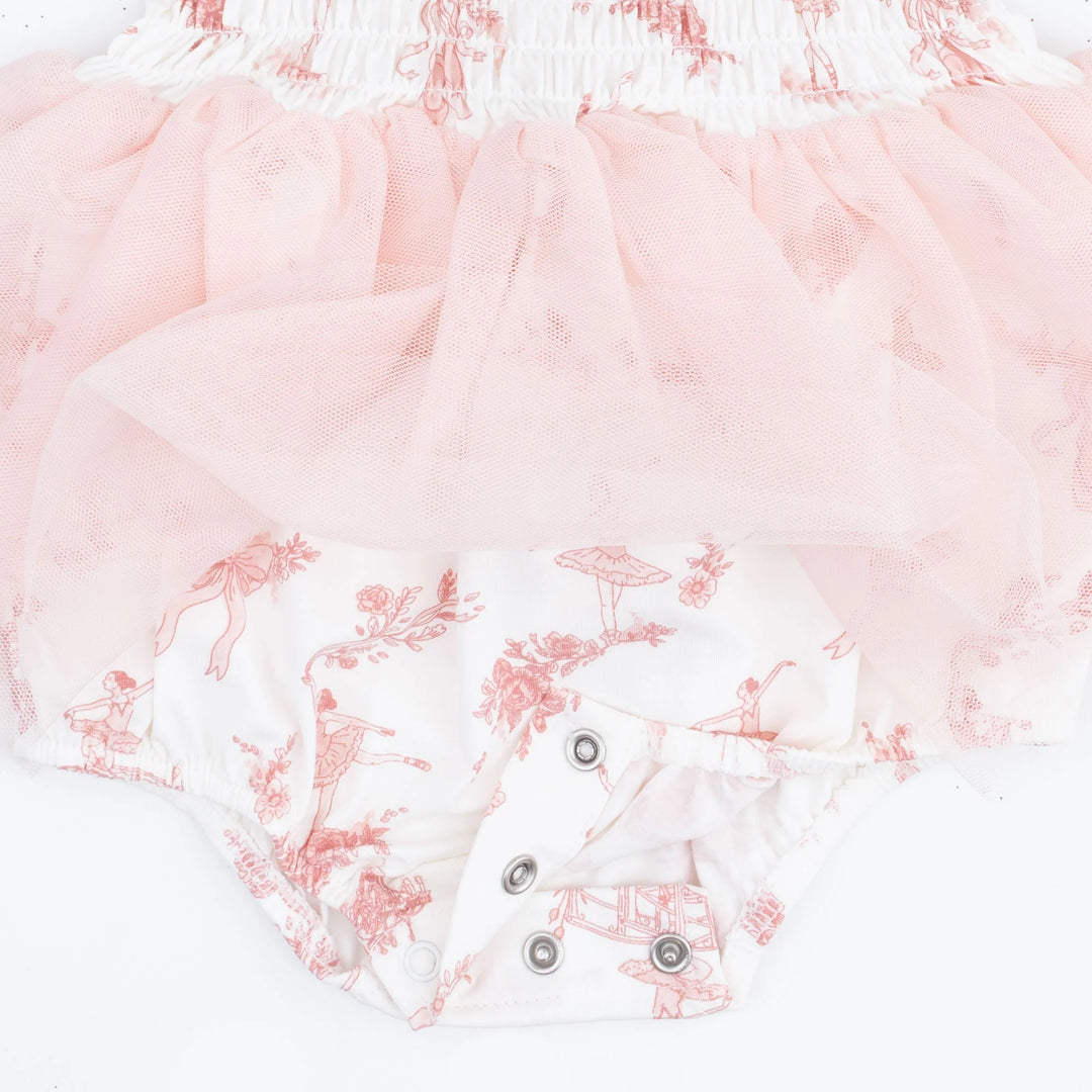 Ballet Toile - Long Sleeve Smocked Bubble with Tutu