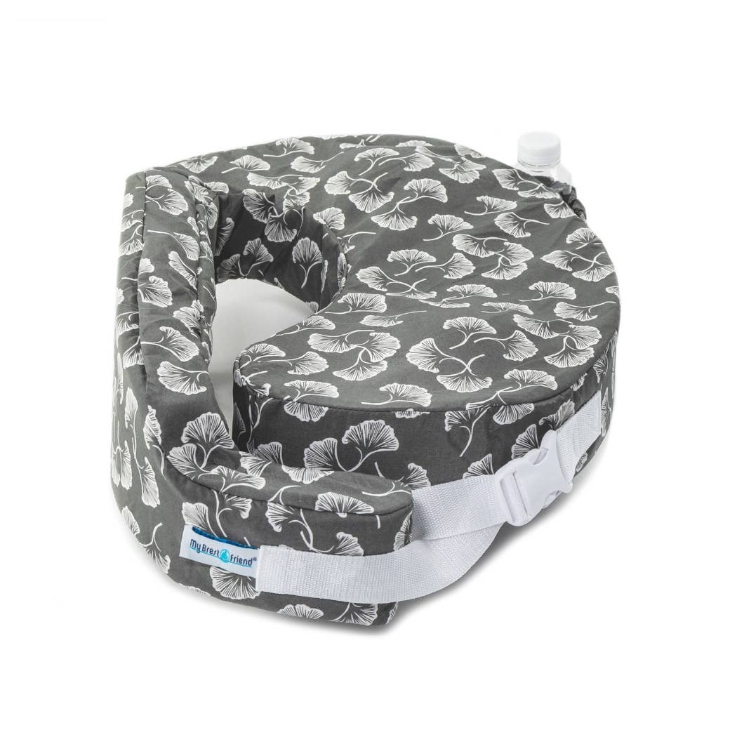 My Brest Friend Original Nursing Pillow: Grey/White Flowing Fans