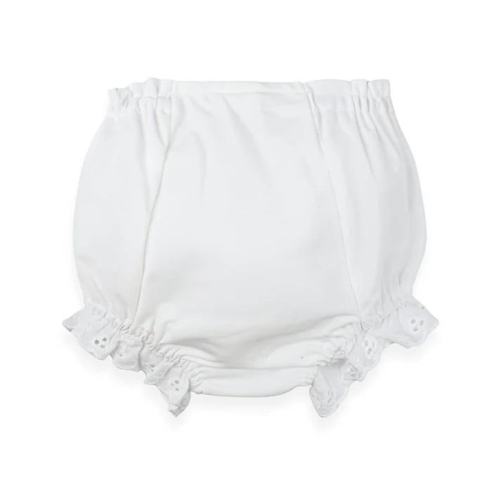 Double Seat Diaper Cover W/Eyelet - White