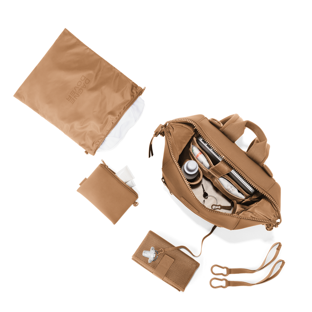 Indi Diaper Backpack in Camel, Medium by Dagne Dover - back view