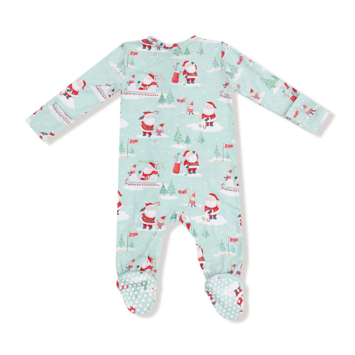 Golfing Santa and Elves  2 Way Zipper Footie