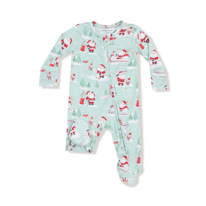Golfing Santa and Elves  2 Way Zipper Footie