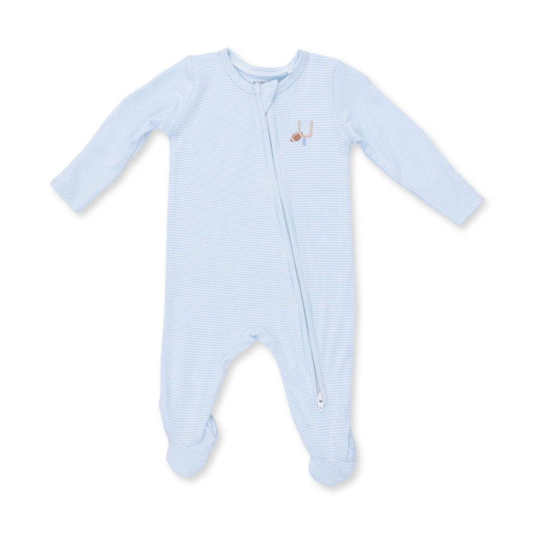 Football Micro Stripe - 2 Way Zipper Footie
