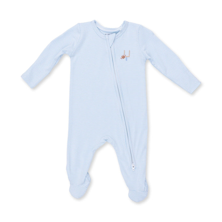 Football Micro Stripe - 2 Way Zipper Footie