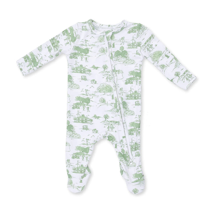 Golf Toile Green - 2 Way Zipper Footie