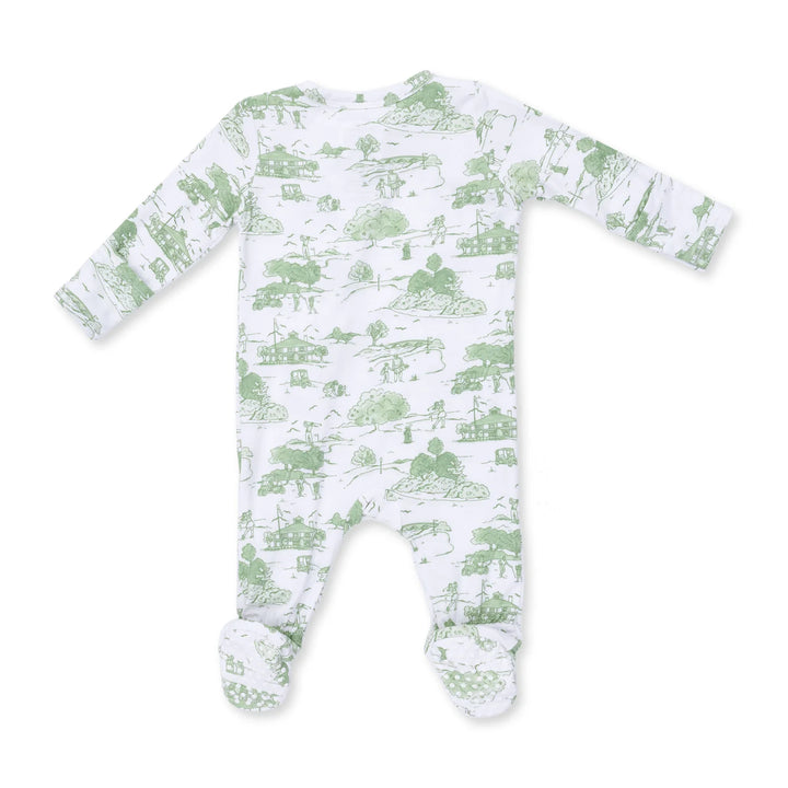 Golf Toile Green - 2 Way Zipper Footie