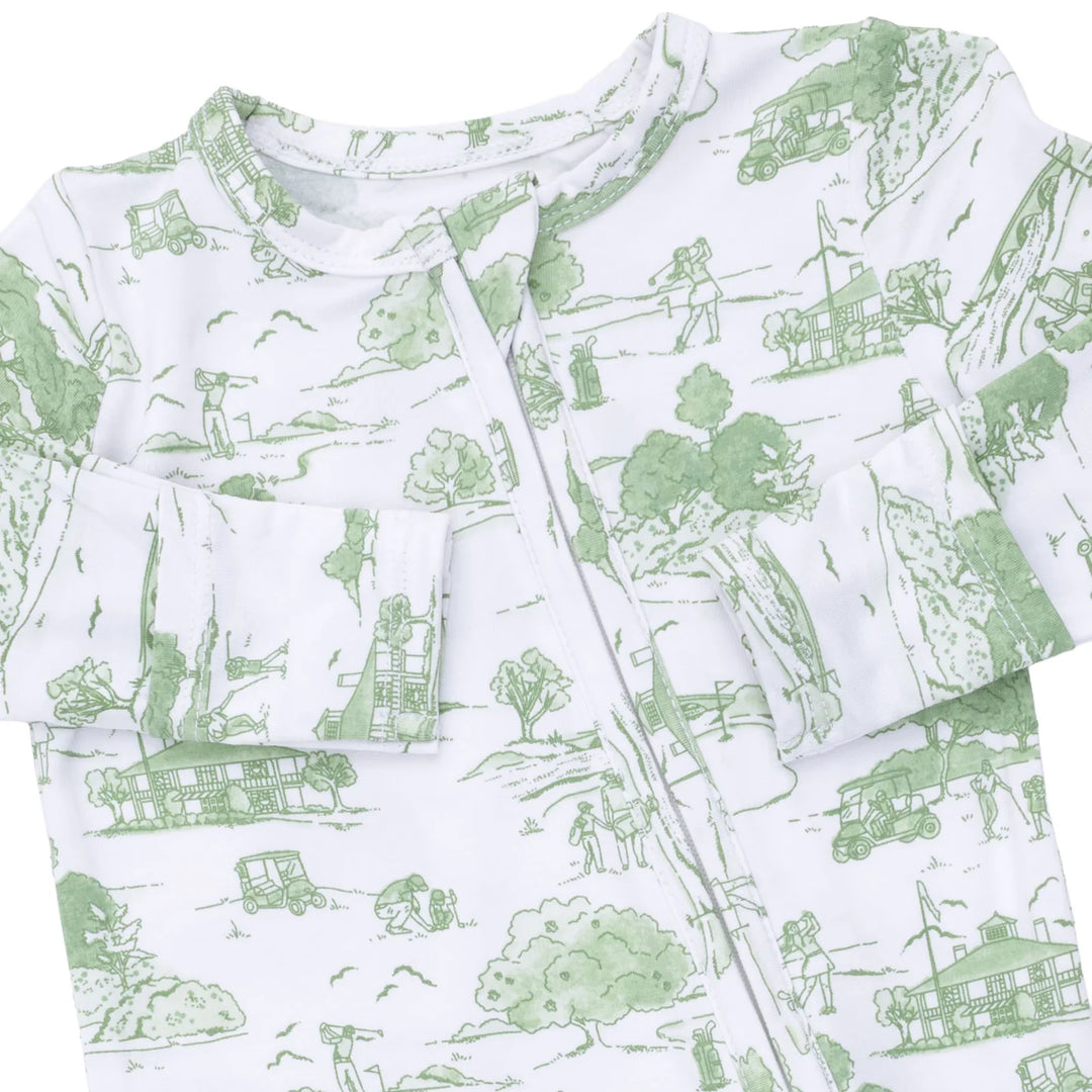 Golf Toile Green - 2 Way Zipper Footie