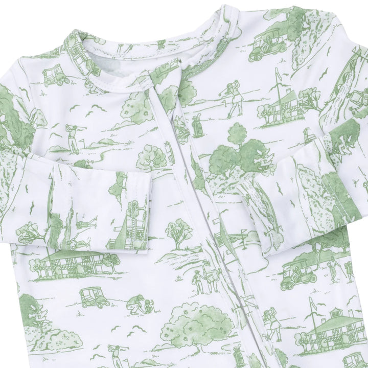 Golf Toile Green - 2 Way Zipper Footie