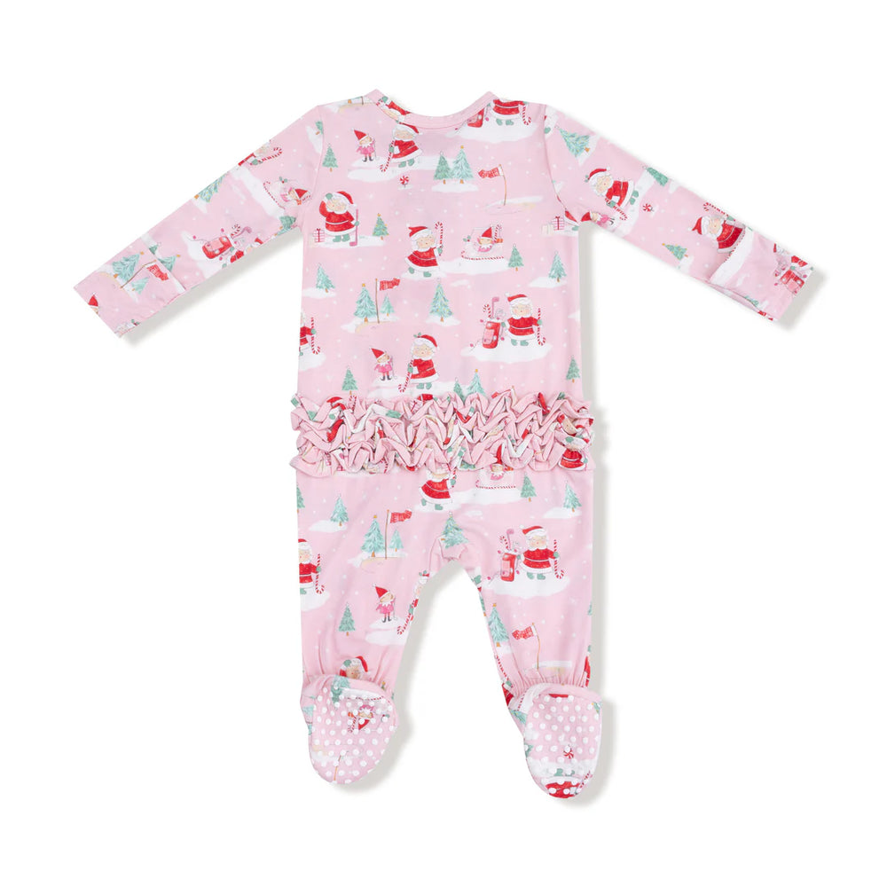 Golfing Mrs. Claus and Elves  2 Way Zipper Ruffle Back Footie by Angel Dear - alternate view