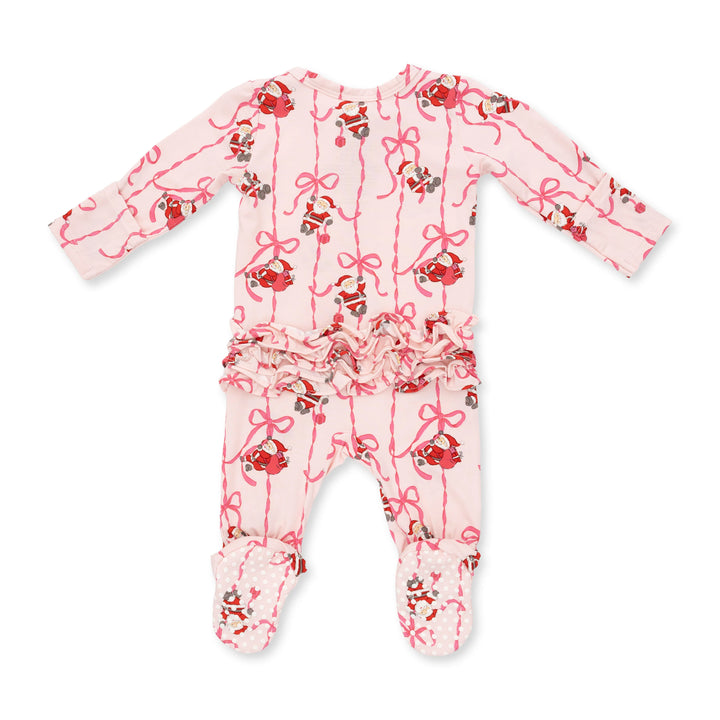 Bows & Santa - 2 Way Zipper Footie