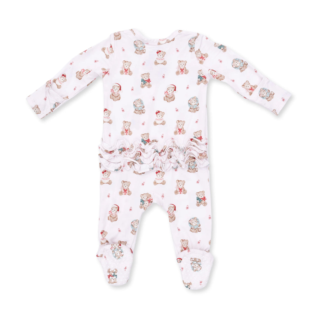 Christmas Teddy Bears Pink - 2 Way Zipper Footie