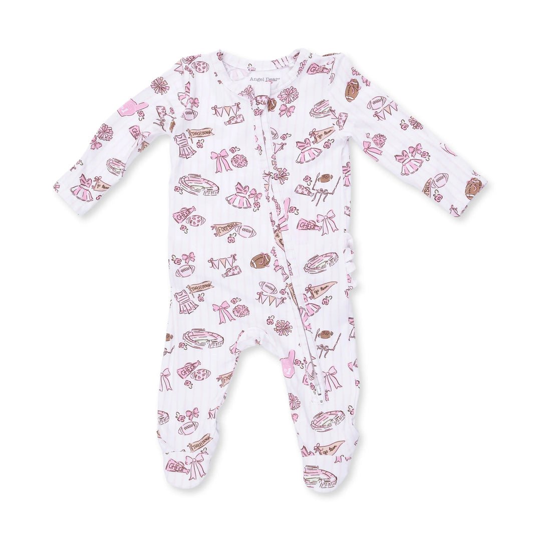 Football Cheer Nursery - 2 Way Ruffle Back Zipper Footie