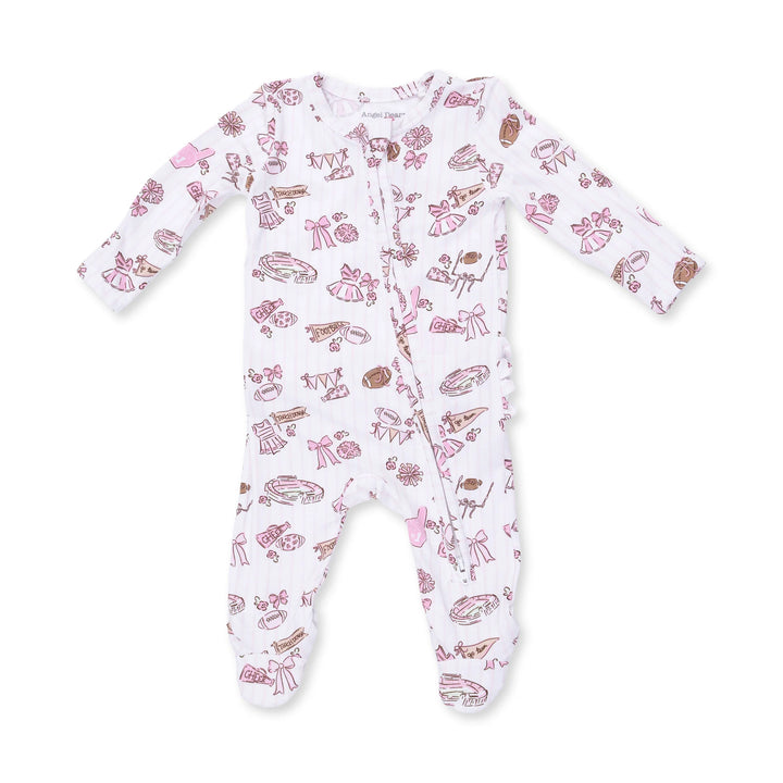 Football Cheer Nursery - 2 Way Ruffle Back Zipper Footie