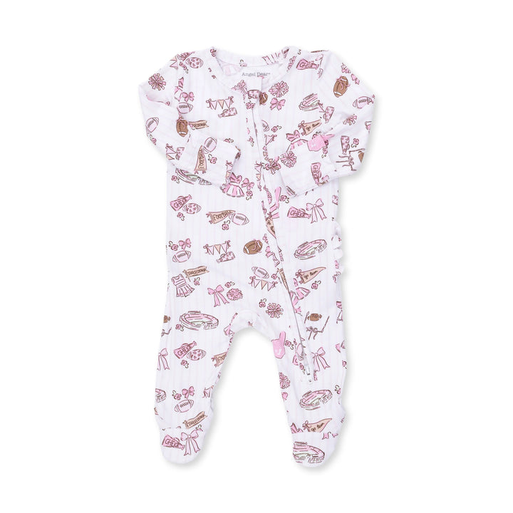 Football Cheer Nursery - 2 Way Ruffle Back Zipper Footie