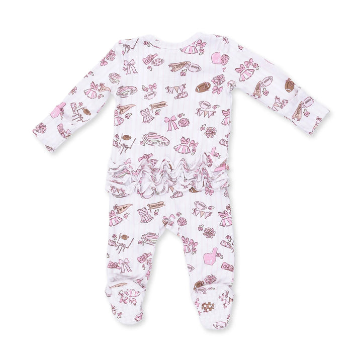 Football Cheer Nursery - 2 Way Ruffle Back Zipper Footie