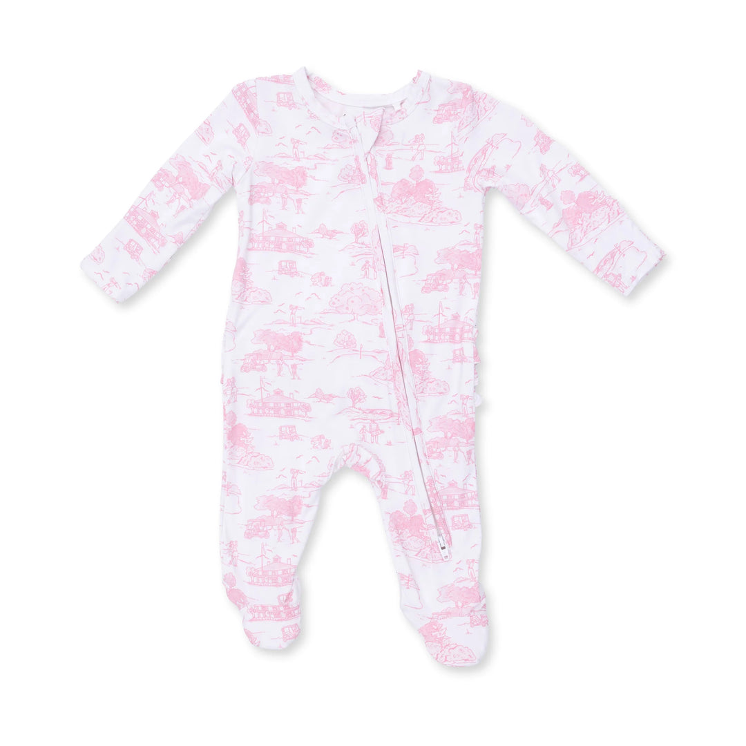 Golf Toile - 2 Way Ruffle Back Zipper Footie