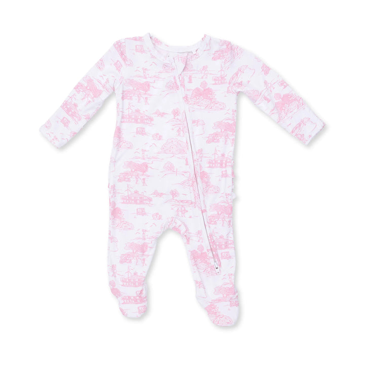 Golf Toile - 2 Way Ruffle Back Zipper Footie