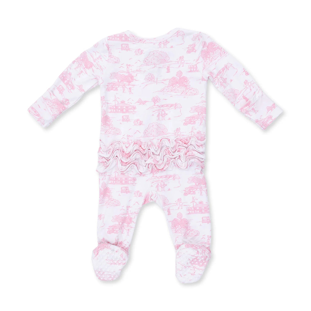 Golf Toile - 2 Way Ruffle Back Zipper Footie