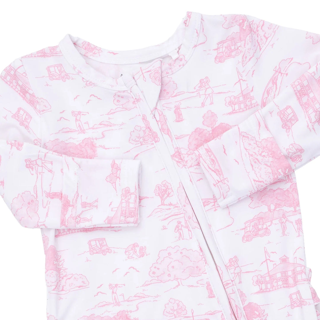 Golf Toile - 2 Way Ruffle Back Zipper Footie