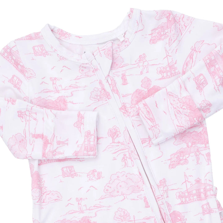 Golf Toile - 2 Way Ruffle Back Zipper Footie