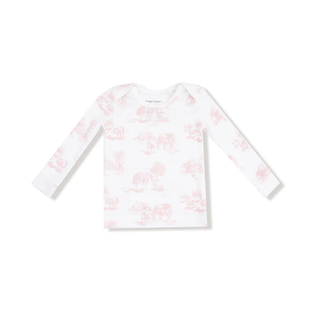 Pink Farm Toile Loungewear Set by Angel Dear - back view