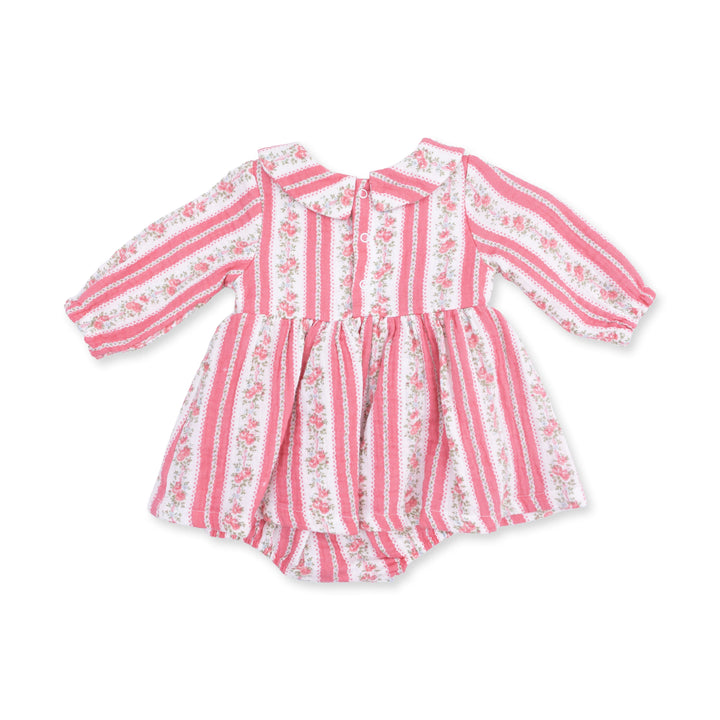Suzie Floral Stripe - Long Sleeve Bubble with Peter Pan Collar and Skirt