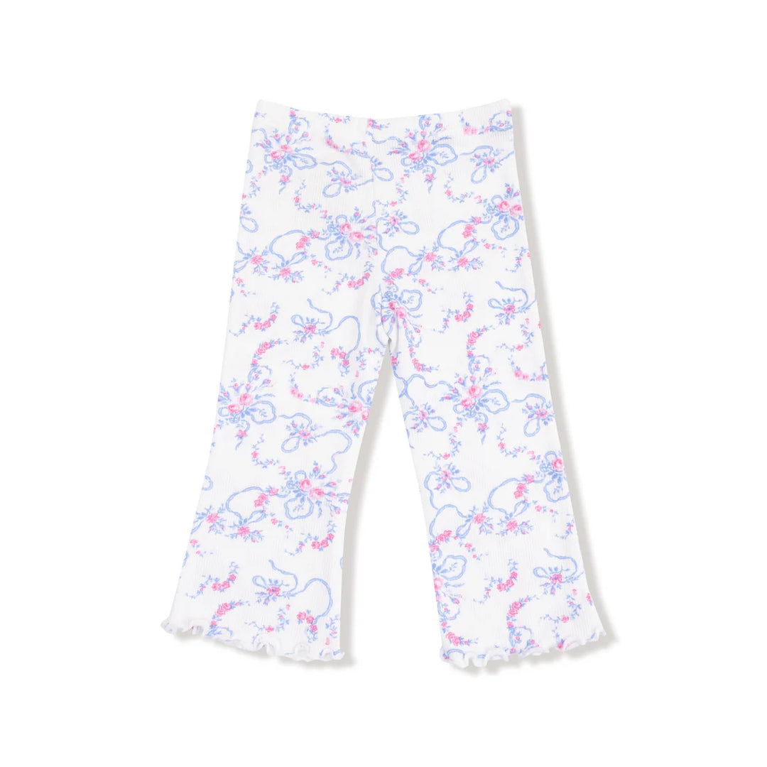 Ribbon Floral Fling Ruffle Shoulder and Flare Pant