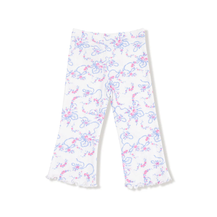 Ribbon Floral Fling Ruffle Shoulder and Flare Pant