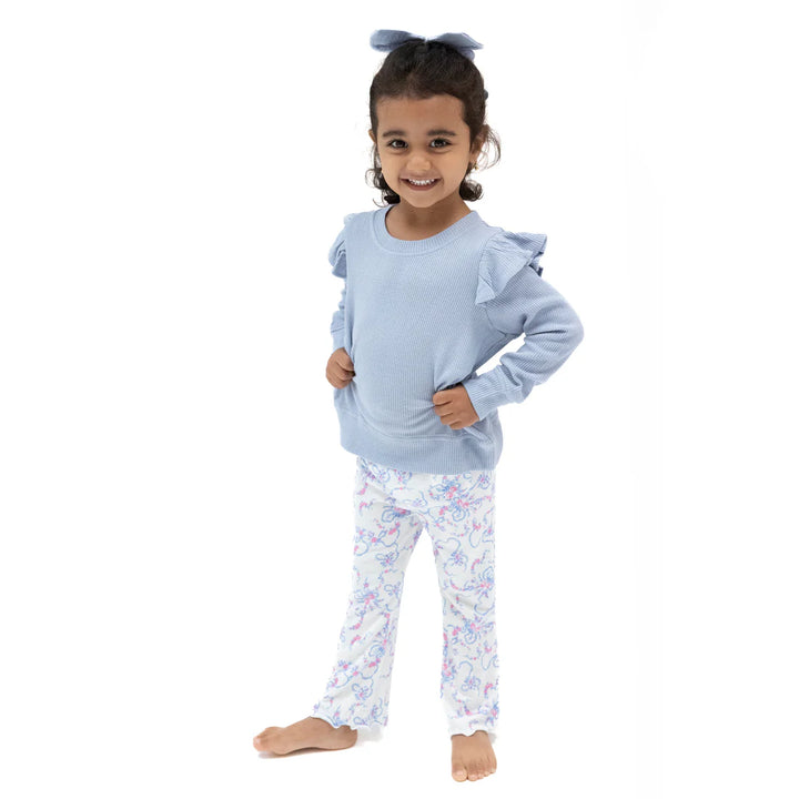 Ribbon Floral Fling Ruffle Shoulder and Flare Pant