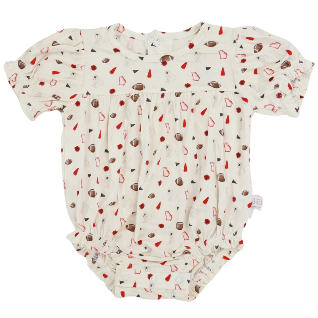 Girls Red Bulldog Pom Bamboo Bubble