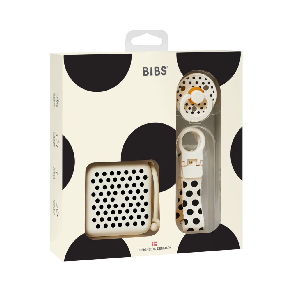 Soothe & Go Polka Gift Set - Ivory/Black by Bibs - alternate view
