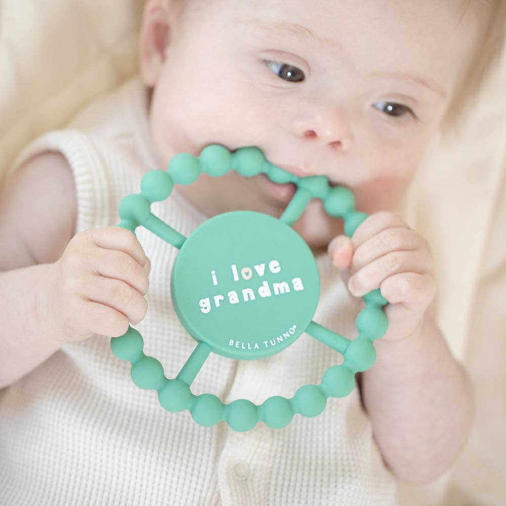 I Love Grandma Happy Teether: Green by Bella Tunno - back view