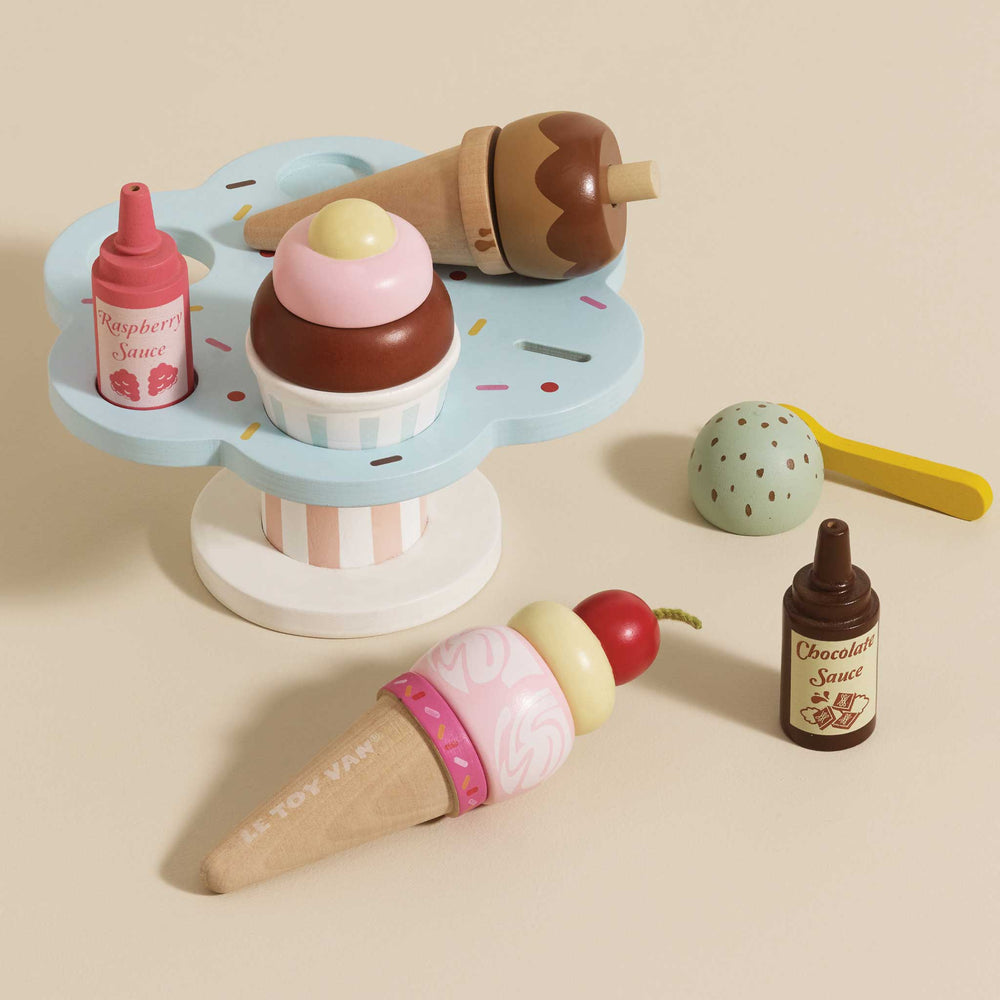 Wooden Ice Cream Stand & Toppings by Le Toy Van, Inc. - back view