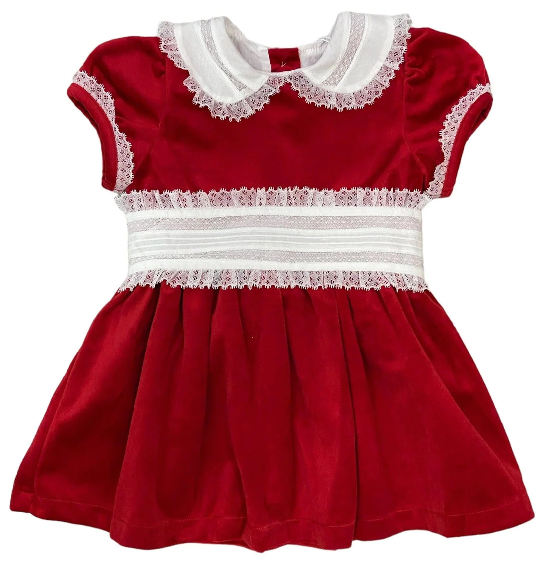 Red Velvet Dress with Lace