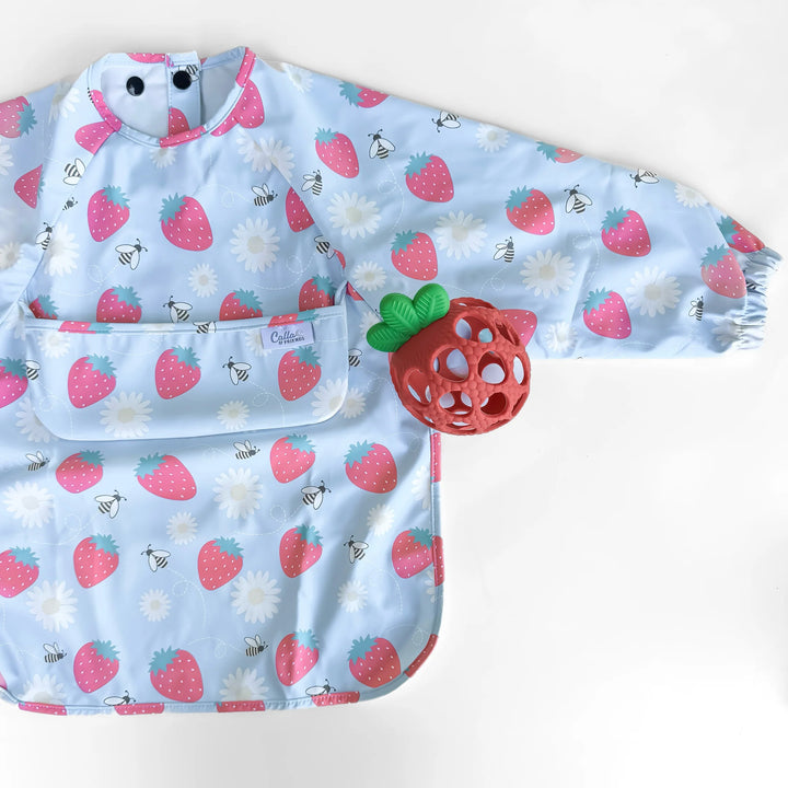 The Grayson Strawberry Patch Long Sleeve Bib