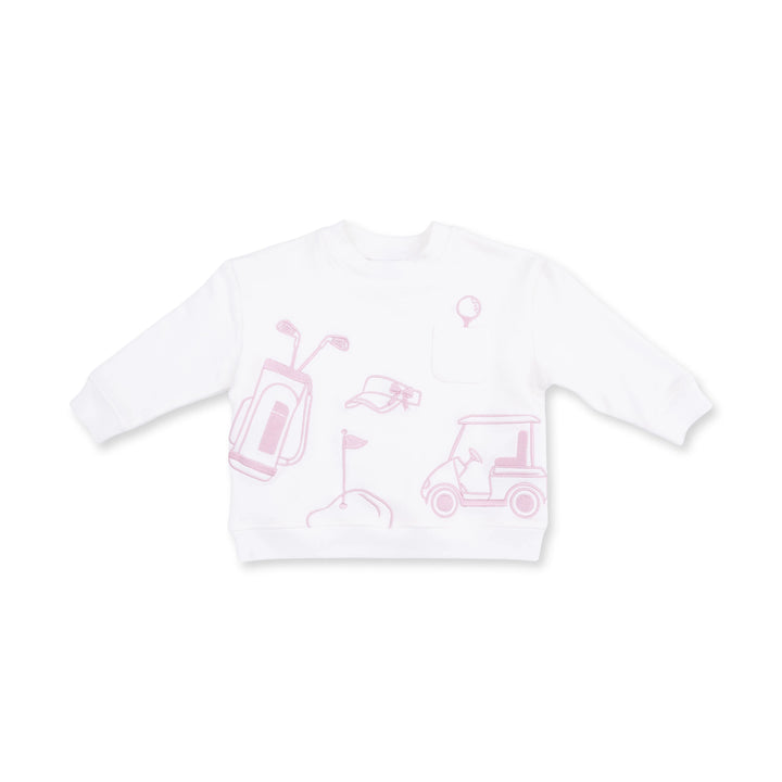 Golf - Drop Sleeve Sweatshirt White and Pink
