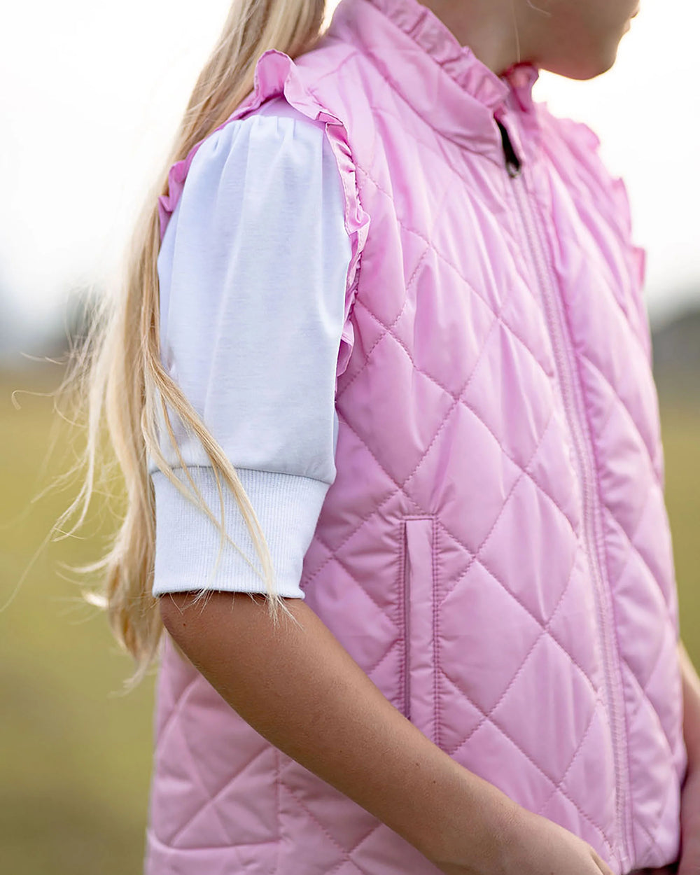 Vera Vest with Ruffles: Cotton Candy Pink by The Yellow Lamb - alternate view