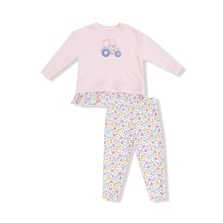Tractor Applique Waffle Top with Bamboo Legging
