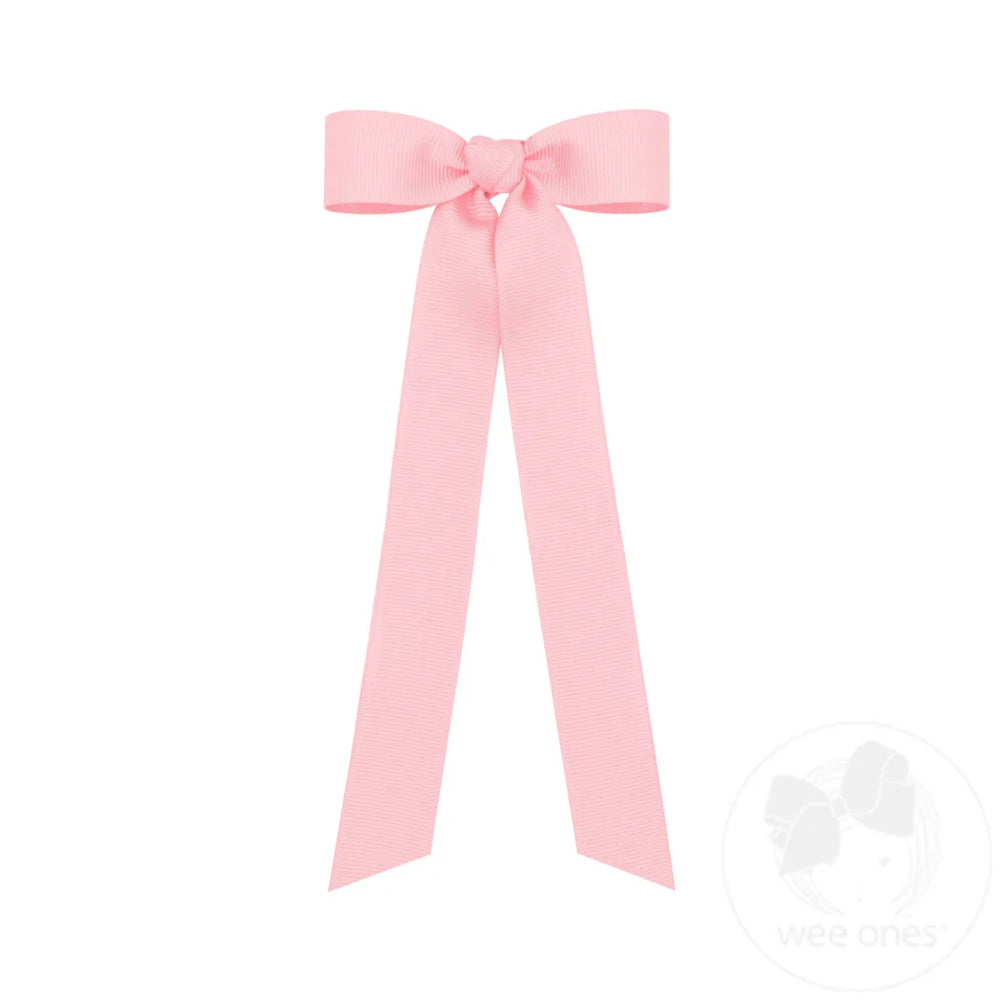 Light Pink Grosgrain Bowtie with Knot Wrap and Streamer Tails by Wee Ones - alternate view