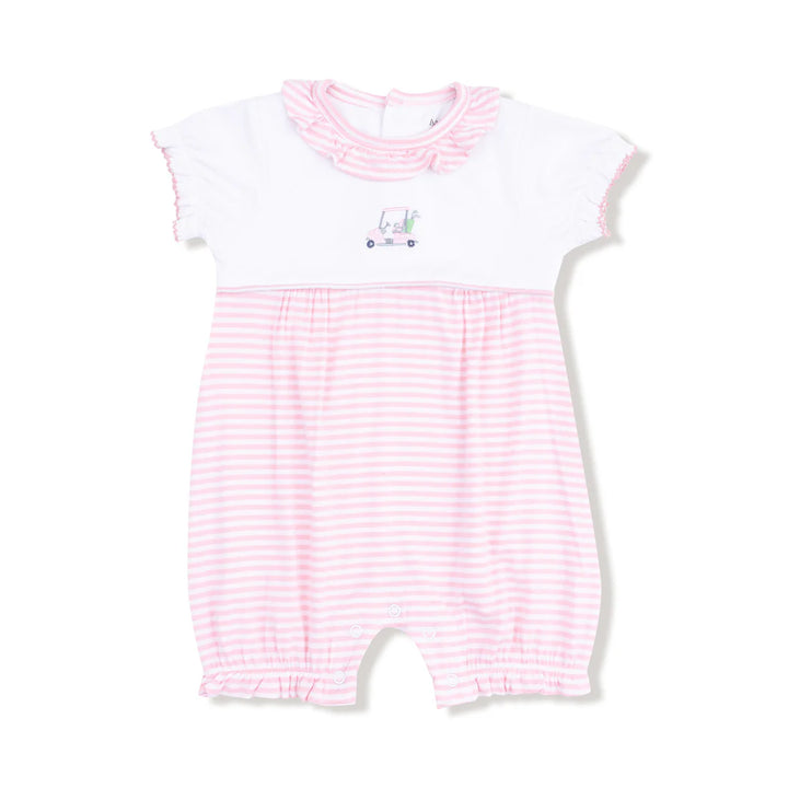 Pink Baby Golf Carats Ruffle Collar Romper