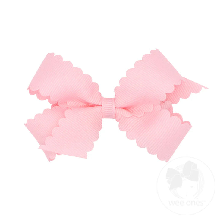 Grosgrain Light Pink Hair Bow Scalloped Edge