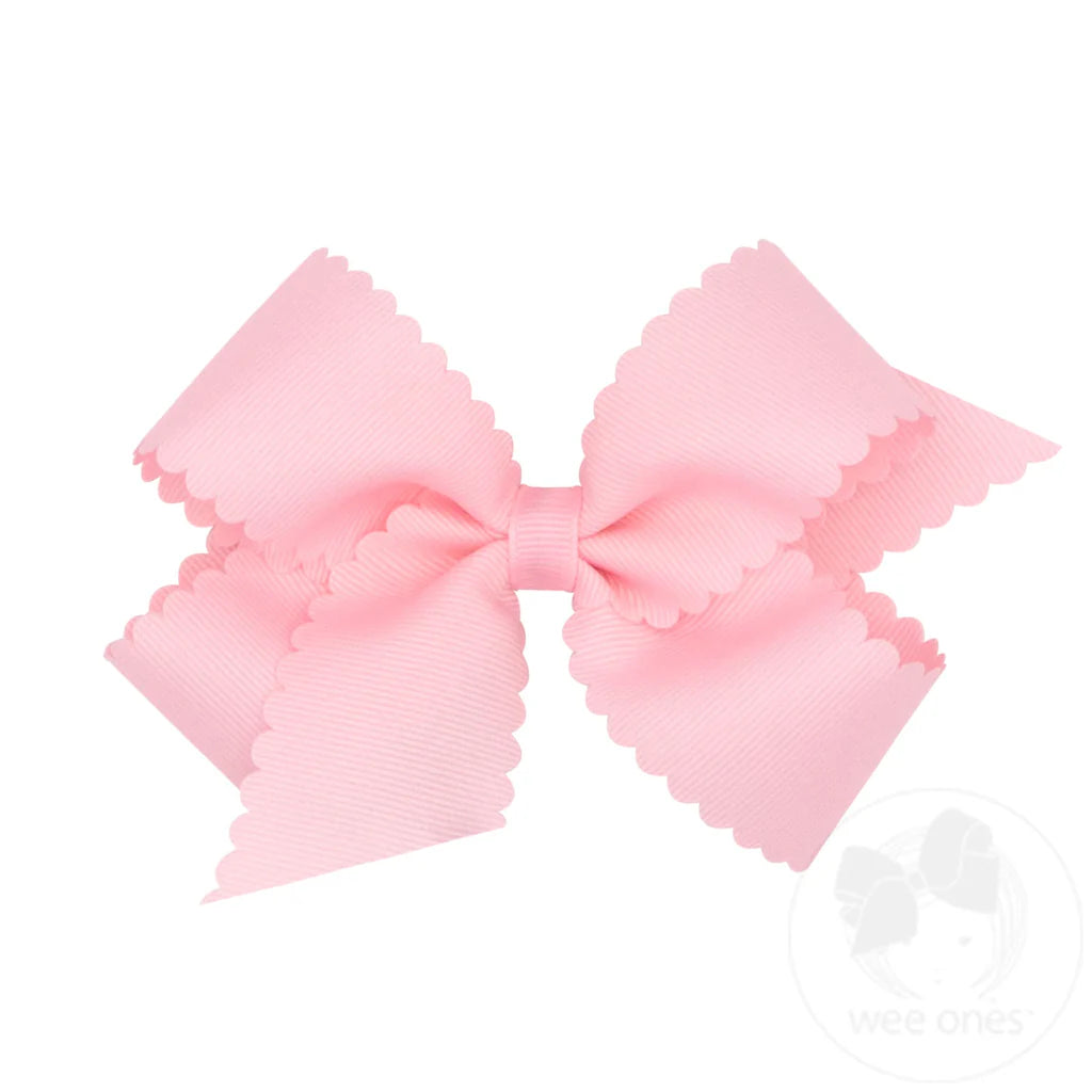 Grosgrain Light Pink Hair Bow Scalloped Edge