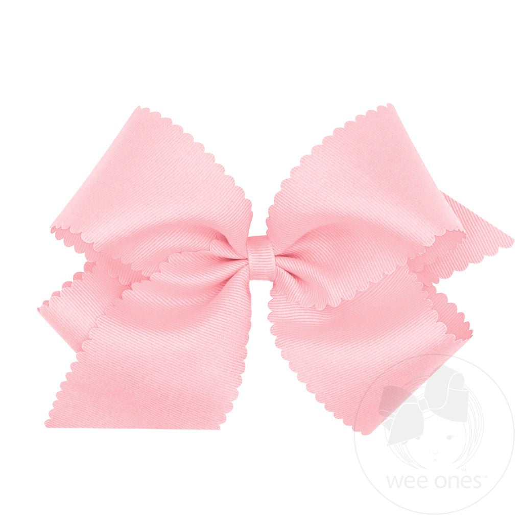 Grosgrain Light Pink Hair Bow Scalloped Edge