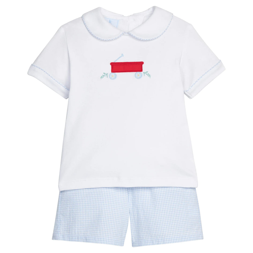 Wagon Applique Peter Pan Short Set by Little English - baby outfit set