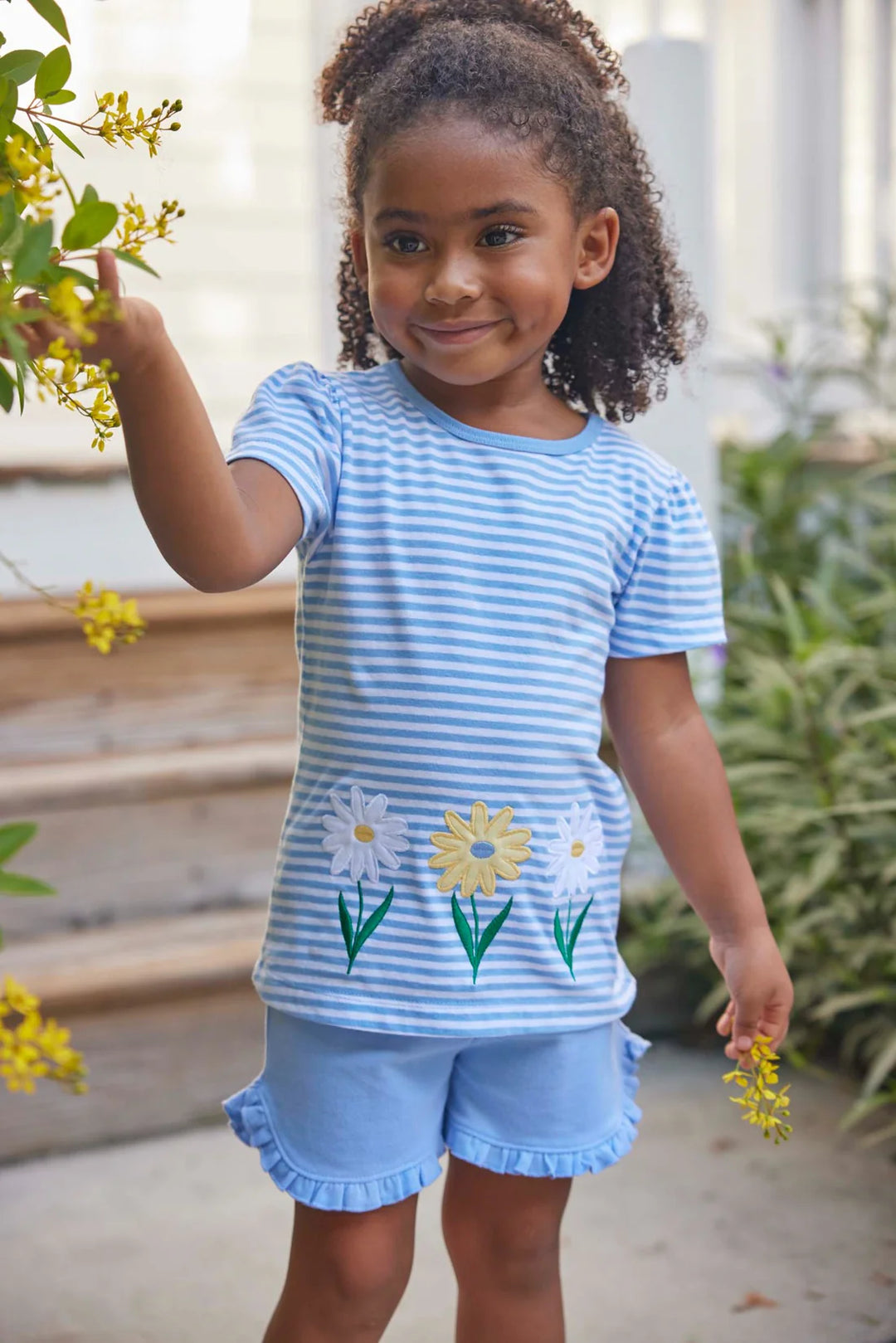 Light Blue Tulip Knit Short by Little English - alternate view
