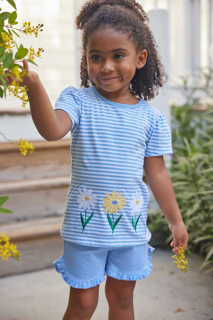 Light Blue Tulip Knit Short by Little English - alternate view